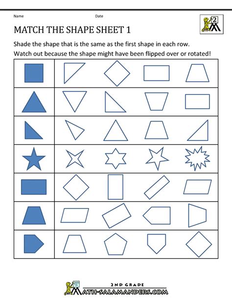 Free Geometry Worksheets 2nd Grade 2d Shapes Second Grade Worksheet - 2d Shapes Second Grade Worksheet