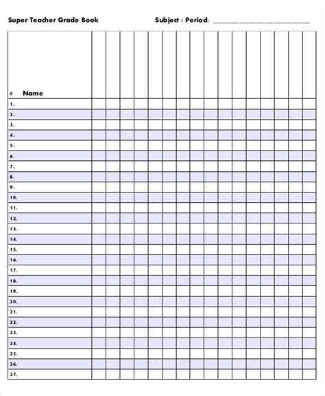 Free Gradebook Template Download In Word Google Docs Printable Teacher Grade Book - Printable Teacher Grade Book