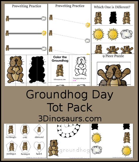Free Groundhog Day Pack For Tot Preschool Prek Worksheet Of Groundhog  Preschool - Worksheet Of Groundhog, Preschool
