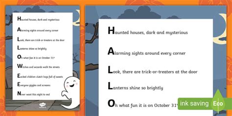 Free Halloween Acrostic Poem And Halloween Worksheets Acrostic Poem For Halloween - Acrostic Poem For Halloween