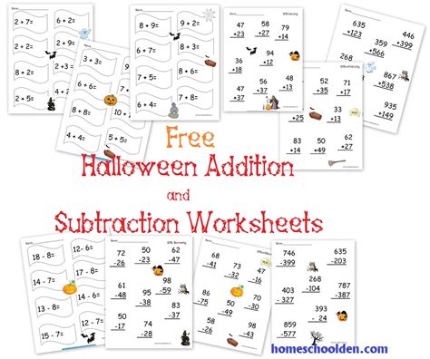 Free Halloween Addition And Subtraction Packet Homeschool Den Halloween Addition And Subtraction Worksheets - Halloween Addition And Subtraction Worksheets