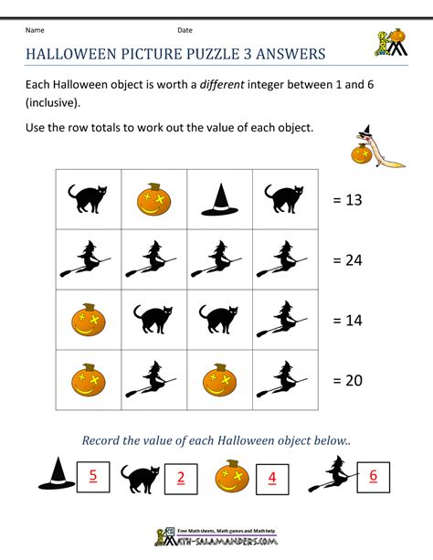 Free Halloween Math Worksheets Math Salamanders Halloween Math For First Grade - Halloween Math For First Grade
