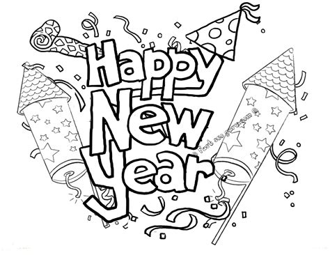 Free Happy New Year Coloring Pages Printable For New Year Color Sheet - New Year Color Sheet
