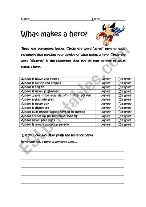 Free Hero Worksheets Defining What Makes A Hero Super Hero Worksheet - Super Hero Worksheet