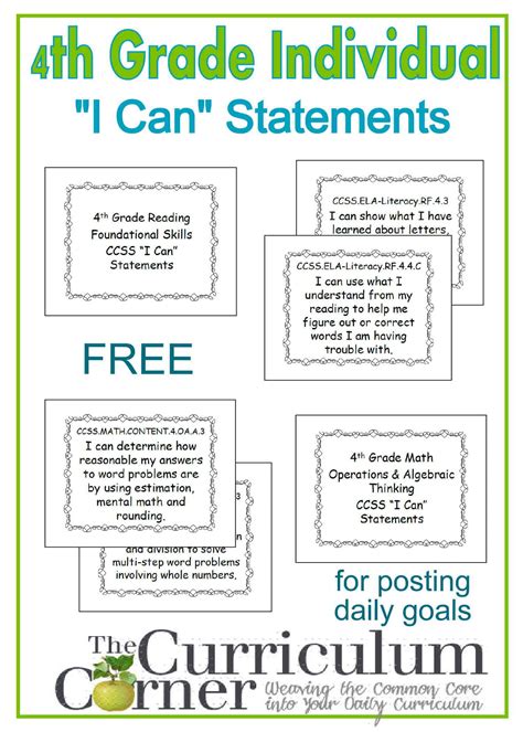 Free I Can Statements Fourth Grade Tpt 4th Grade I Can Statements - 4th Grade I Can Statements