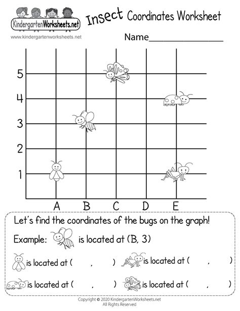 Free Interactive Insect Coordinates Worksheet For Kindergarten Insects Worksheets For Kindergarten - Insects Worksheets For Kindergarten