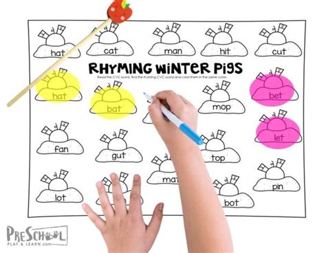 Free Interactive Winter Rhyming Worksheet For Kindergarten Rhyming Worksheets For Kindergarten - Rhyming Worksheets For Kindergarten