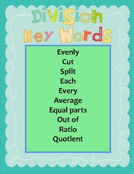 Free Keywords For Division Teaching Resources Teachers Pay Keywords For Division - Keywords For Division