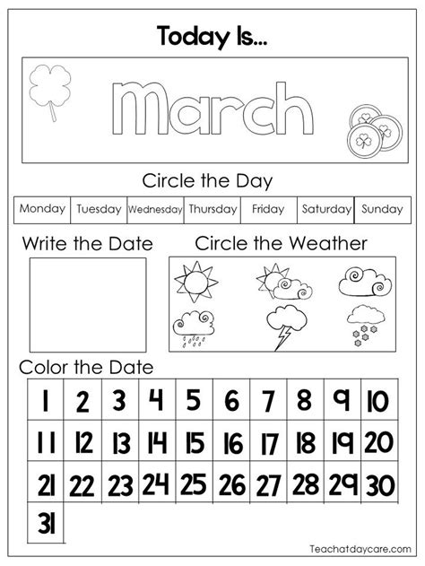 Free Kindergarten Daily Calendar Printable Worksheets Daily Calendar Math Kindergarten Worksheet - Daily Calendar Math Kindergarten Worksheet