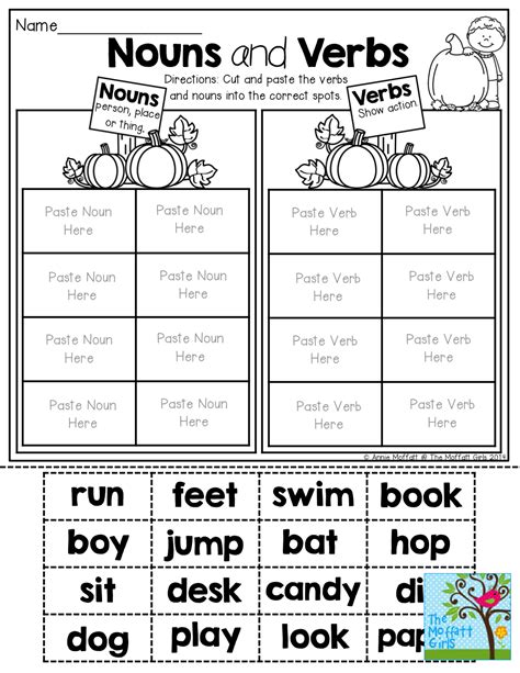 Free Kindergarten Noun And Verb Sort Verbs Kindergarten - Verbs Kindergarten