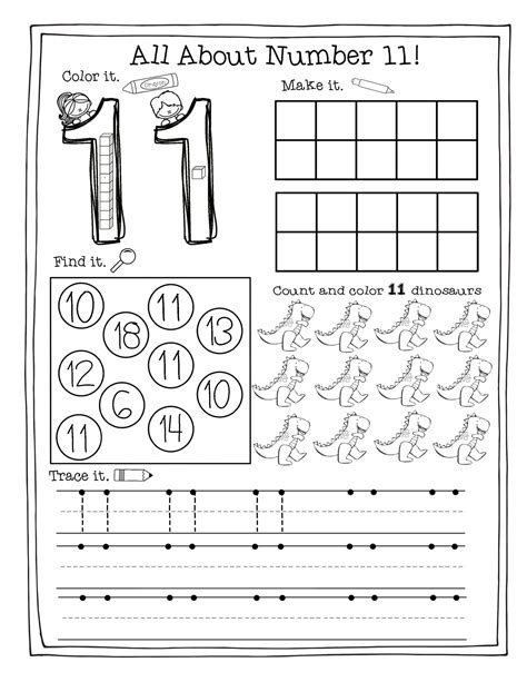 Free Kindergarten Teen Numbers 11 20 Worksheets Number 11 Preschool Worksheets - Number 11 Preschool Worksheets