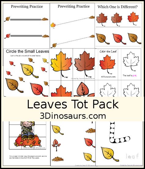 Free Leaves Activities Pack For Tot Preschool Prek Leaf Patterns For Preschool - Leaf Patterns For Preschool