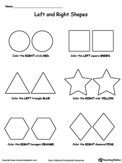 Free Left And Right Shapes Myteachingstation Com Teaching Left And Right Worksheets - Teaching Left And Right Worksheets