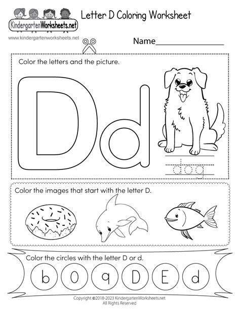 Free Letter D Coloring Worksheet Kindergarten Worksheets Letter D Worksheets For Kindergarten - Letter D Worksheets For Kindergarten