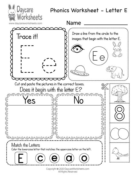 Free Letter E Phonics Worksheet Beginning Sounds Pictures That Begin With Letter E - Pictures That Begin With Letter E