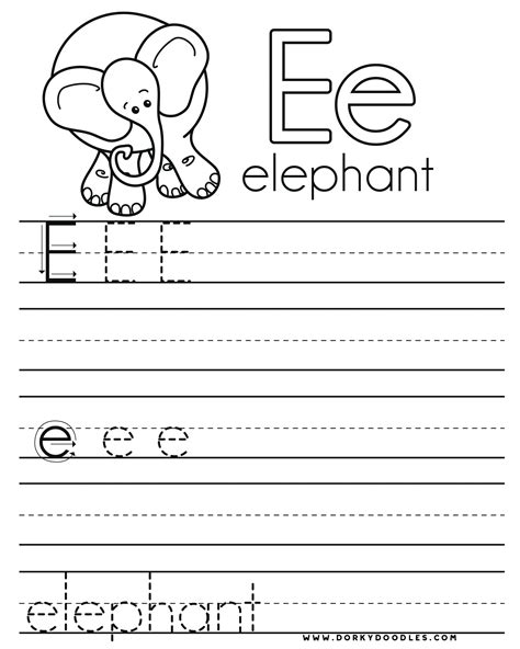 Free Letter E Worksheets Games4esl Writing The Letter E - Writing The Letter E