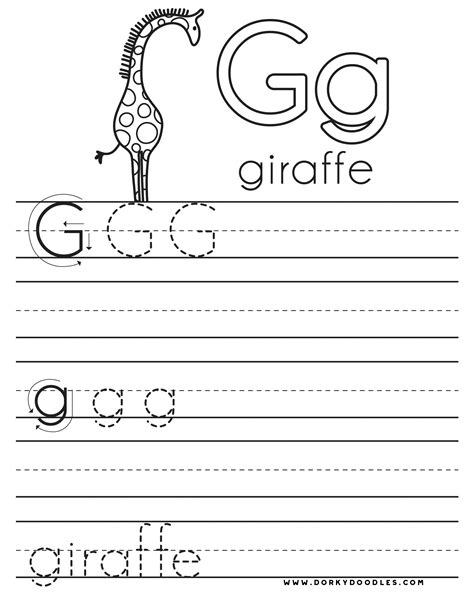 Free Letter G Writing Practice Worksheet Kindergarten Worksheets Writing Letter G - Writing Letter G