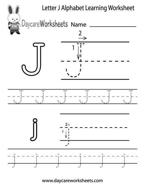 Free Letter J Alphabet Learning Worksheet For Preschool Preschool Letter J Worksheets - Preschool Letter J Worksheets