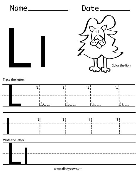 Free Letter L Worksheets For Preschool The Hollydog Letter L Preschool Worksheet - Letter L Preschool Worksheet