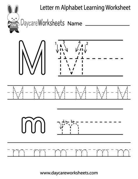 Free Letter M Alphabet Learning Worksheet For Preschool The Letter M Worksheet - The Letter M Worksheet