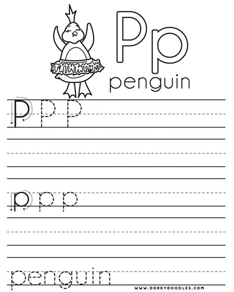 Free Letter P Writing Practice Worksheet Kindergarten Worksheets Practice Writing The Letter P - Practice Writing The Letter P