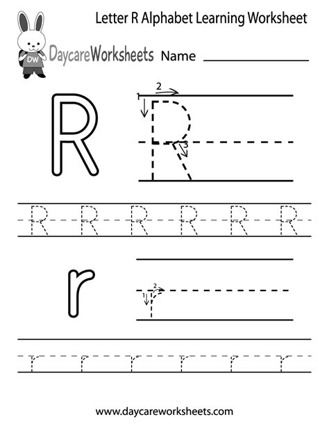 Free Letter R Alphabet Learning Worksheet For Preschool The Letter R Worksheet - The Letter R Worksheet