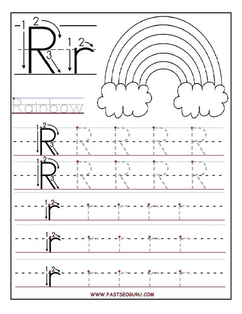 Free Letter R Tracing Worksheet Printable Dinosaur Themed R Tracing Worksheet - R Tracing Worksheet