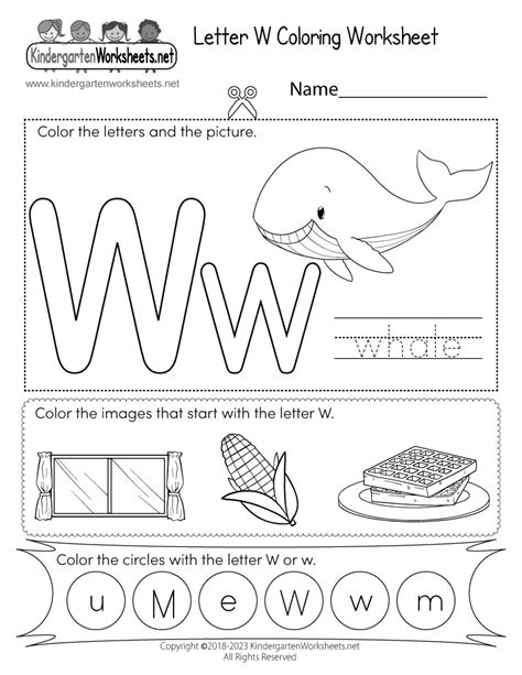 Free Letter W Coloring Worksheet Kindergarten Worksheets Letter W Worksheets For Kindergarten - Letter W Worksheets For Kindergarten