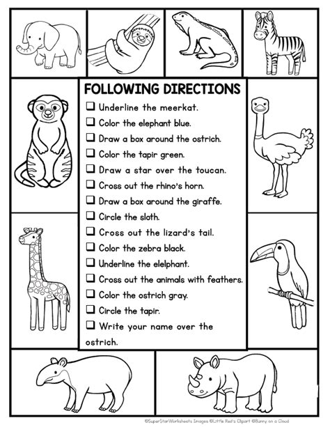 Free Listen And Follow Directions Worksheets Recognition Direction Worksheet For Kindergarten - Recognition Direction Worksheet For Kindergarten