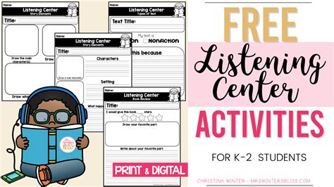 Free Listening Center Activities Mrs Winter X27 S Listening Center Worksheet - Listening Center Worksheet