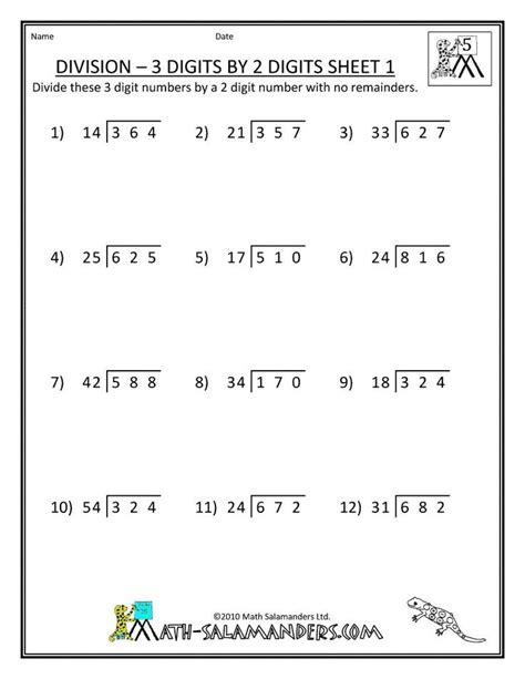 Free Long Division Worksheets For 6th Grade