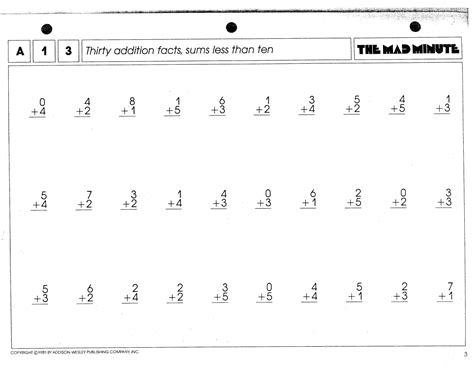 Free Mad Minute Addition Worksheets Mad Minutes Worksheet - Mad Minutes Worksheet