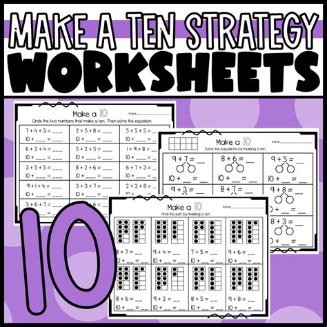Free Make A Ten Addition Strategy Worksheets Tpt Making 10 Strategy Worksheet - Making 10 Strategy Worksheet