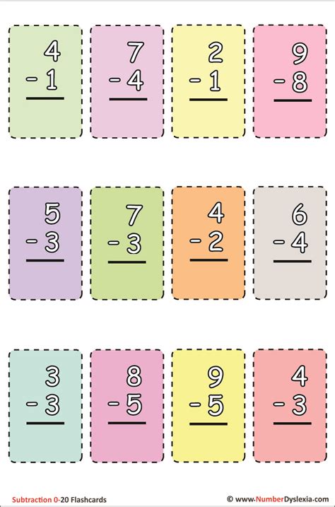 Free Math Flashcards Subtraction Math Flash Cards - Math Flash Cards