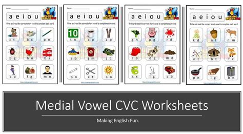 Free Medial Vowel Cvc Phonics Worksheetsmaking English Fun Medial Vowels For Kindergarten Worksheet - Medial Vowels For Kindergarten Worksheet
