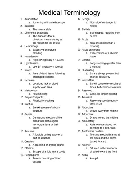 Free Medical Terminology Study Guide Pdf