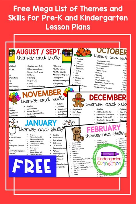 Free Mega List Of Themes Skills For Pre Kindergarten Units - Kindergarten Units