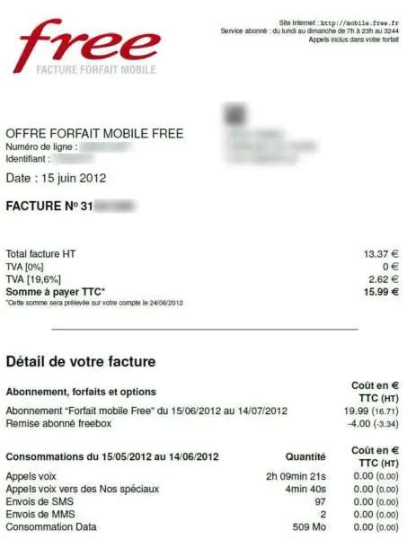 Free Mobile Facture