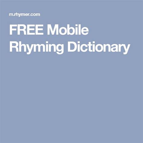Free Mobile Rhyming Dictionary Find The Rhyming Words - Find The Rhyming Words