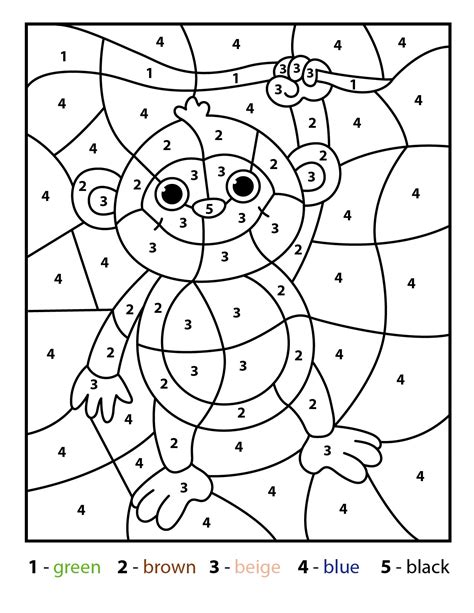Free Monkey Color By Numbers For Kids Monkey Pictures To Color - Monkey Pictures To Color