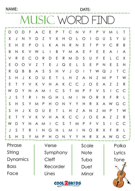 Free Music Word Search Word Search With Answer Sheet Music 101 Word Search - Sheet Music 101 Word Search