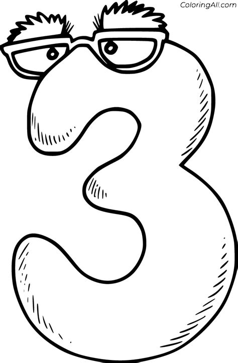 Free Number 3 Coloring Page Ashley Yeo Number 3 Coloring Pages - Number 3 Coloring Pages