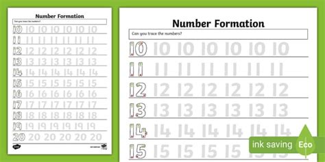 Free Number Formation 10 To 20 Worksheet Teacher Number 20 Worksheet - Number 20 Worksheet
