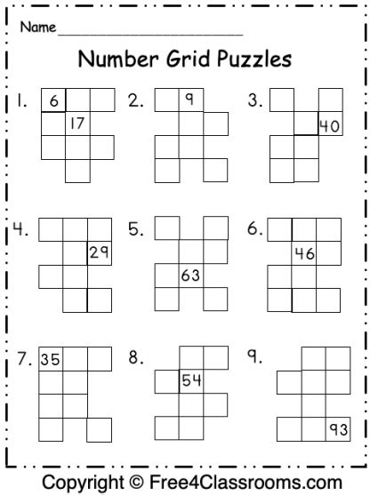 Free Number Grid Puzzles Worksheet Free4classrooms Number Grid Puzzles Worksheet - Number Grid Puzzles Worksheet