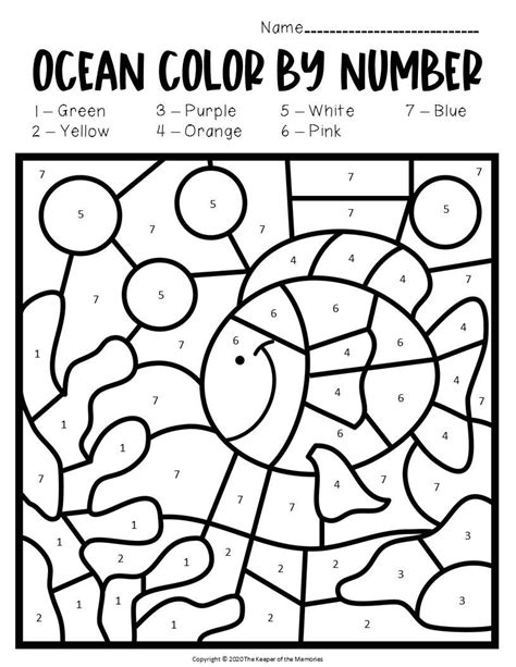 Free Ocean Color By Number Kindergarten Worksheets And Ocean Worksheets For Kindergarten - Ocean Worksheets For Kindergarten