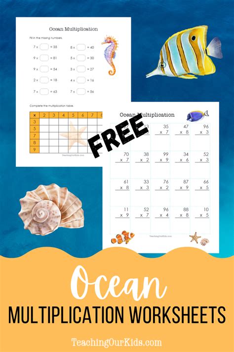 Free Ocean Multiplication Worksheets Educational Freebies Ocean Math Worksheet - Ocean Math Worksheet