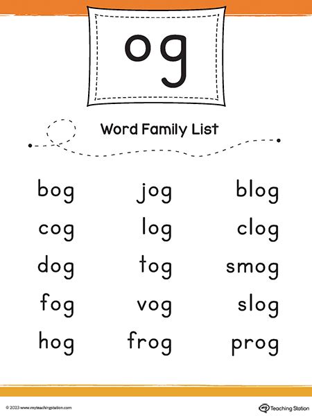 Free Og Word Family Worksheets For Kindergarten Kindergarten Word Families Worksheets - Kindergarten Word Families Worksheets