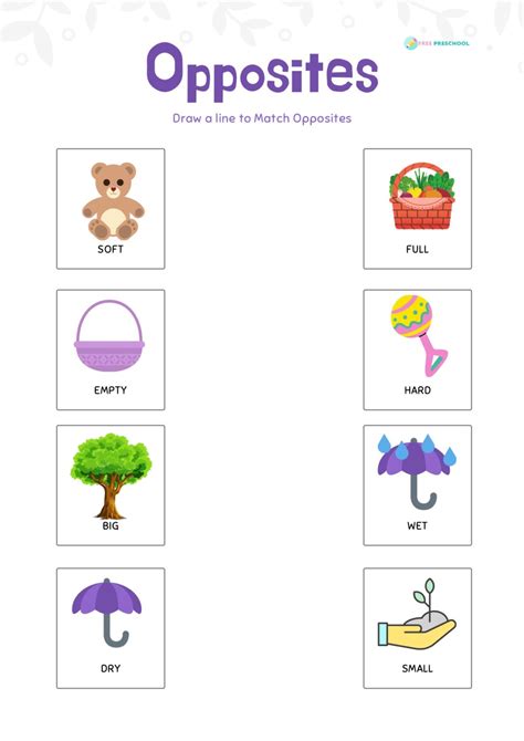Free Opposite Worksheets For Kindergarten Printable Preschool Opposites Worksheet - Preschool Opposites Worksheet