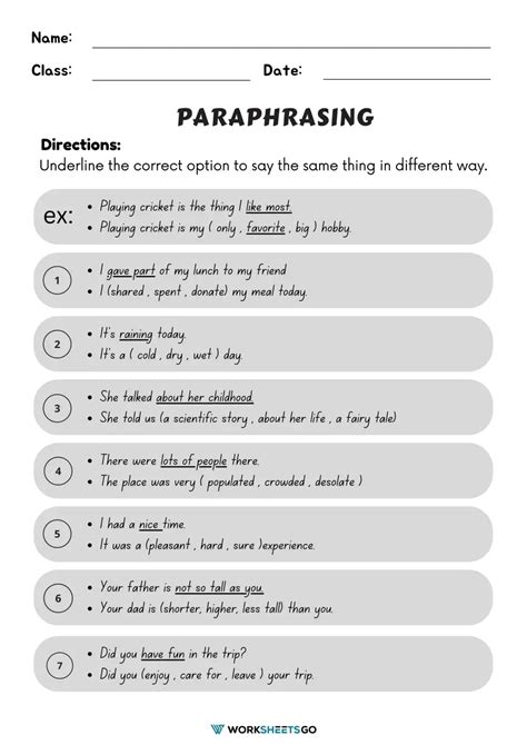 Free Paraphrasing Worksheets 4th Grade Paraphrase Worksheet 4th Grade - Paraphrase Worksheet 4th Grade