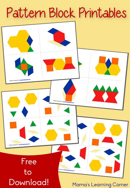 Free Pattern Block Printables Mamas Learning Corner Pattern Block Puzzles Printable - Pattern Block Puzzles Printable